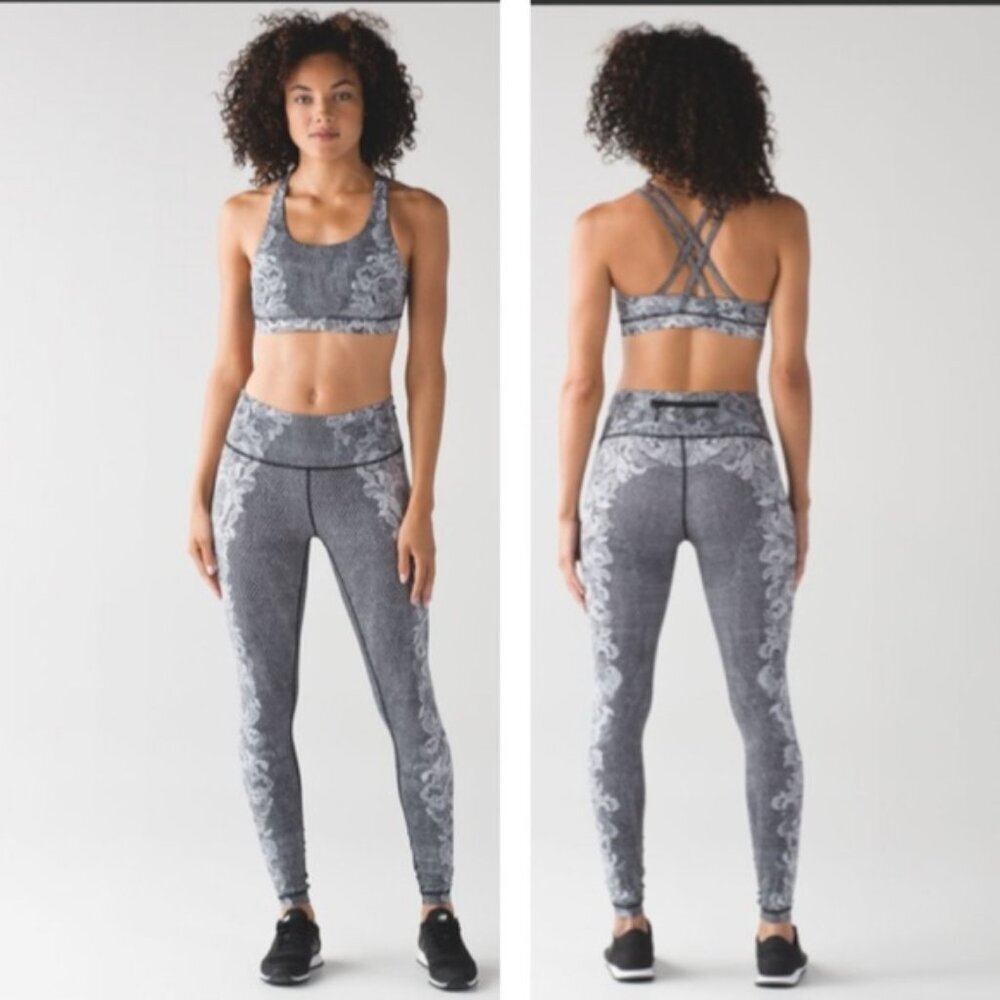 Lululemon Speed Wunder Tight Lace Floral Print Zip Pocket Nulux Pants Stretch 6